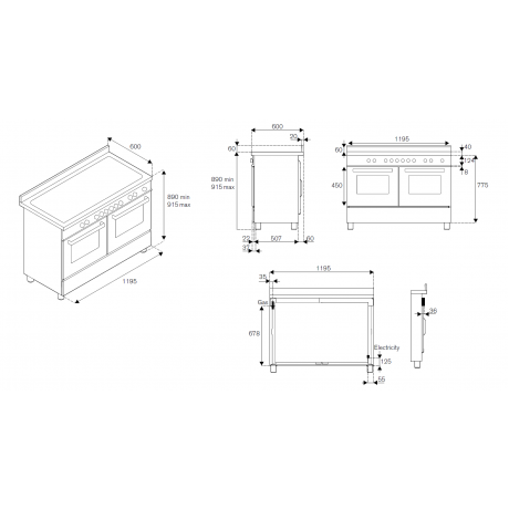 Bertazzoni PRO12 5I 2E X T Κουζίνα με 5 Επαγωγικές Εστίες + Teppanyaki & 2 Φούρνους Π120εκ. Inox 8057971104697 